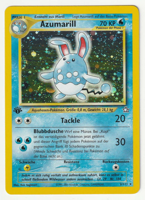 Azumarill Holo 1 Edition 2/111 Neo Genesis - Deutsch - Excellent - Near Mint*