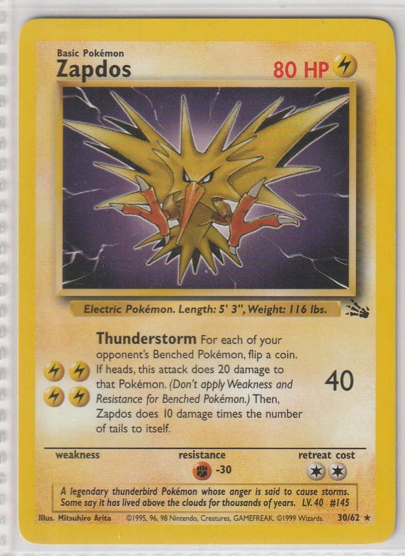 Zapdos Rare 30/62 Fossil - Englisch - Near Mint