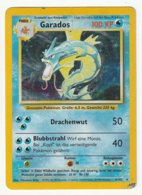 Garados Holo 6/102 Base Set - Deutsch - Damaged