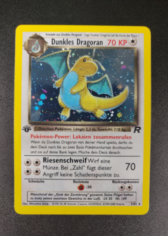 Dunkles Dragoran 1 Edition Holo 5/82 Team Rocket - Deutsch - Excellent - Near Mint