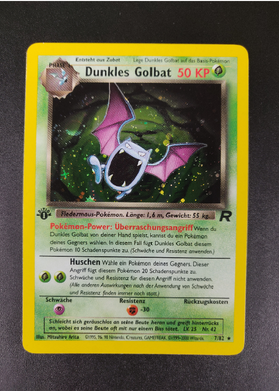 Dunkles Golbat 1 Edition Holo 7/82 Team Rocket - Deutsch - Near Mint