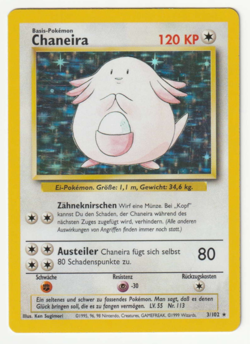 Chaneira Holo 3/102 Base Set - Deutsch - Excellent - Near Mint