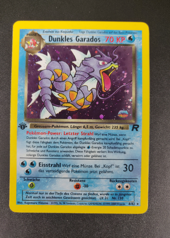 Dunkles Garados 1 Edition Holo 8/82 Team Rocket - Deutsch - Near Mint