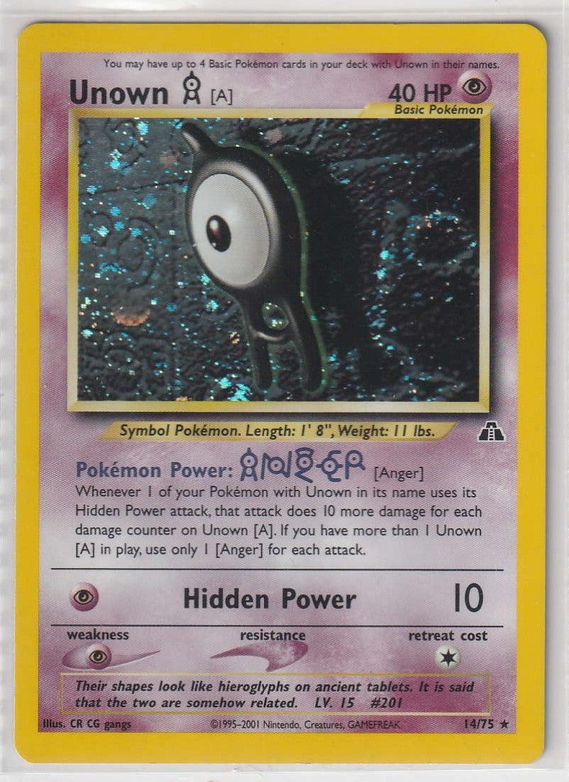 Unown [A] 14/75 Neo Entdeckung - Englisch - Excellent -  Near Mint